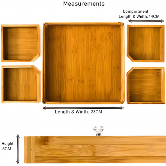 Wooden Serving Platter - 4 Compartments
